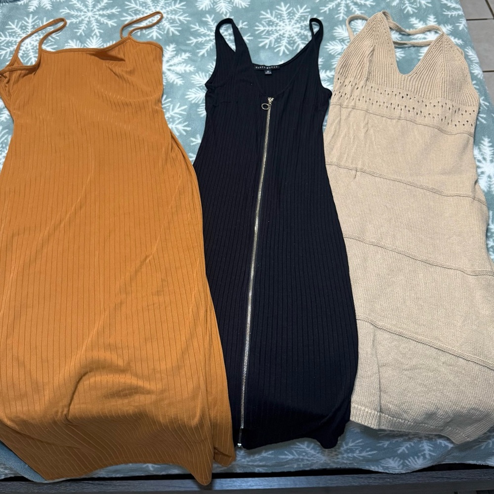 Haute Monde Orange Ribbed Bodycon Midi Dress Sleeveless